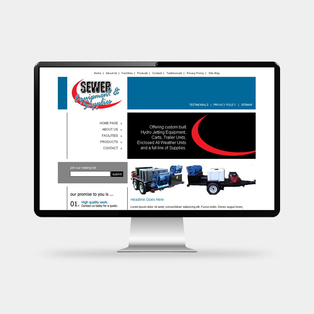 Sewer Equipment - HTML, CSS & JS
